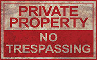 Private Property No Trespassing Sign with Rust Age Added in Computer
